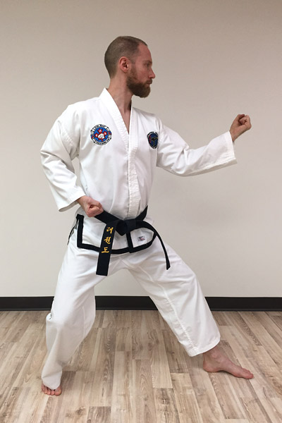 Taekwon-Do inner forearm block in L-stance