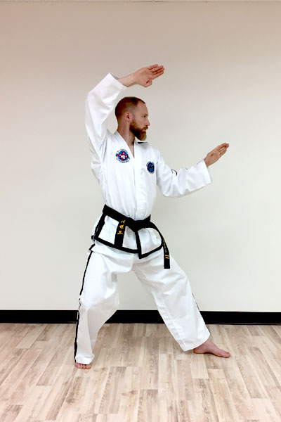 A taekwon-do twin knife-hand block